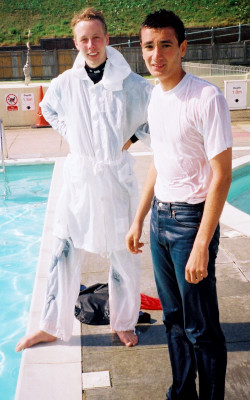 swim shirts in pool