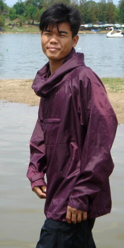 wet anorak swim test in lake