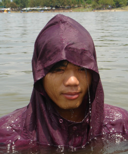 wet anorak swim test in lake