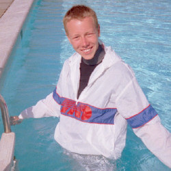 swim hoodie in pool
