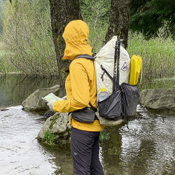 swimming in a long cagoule