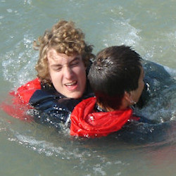 cagoule blue red survival swimming in clothes