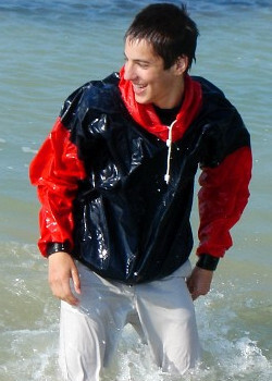 cagoule blue red survival swimming in clothes