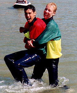 play cagoule swimming in clothes