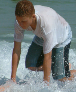 Surfer in a hoodie