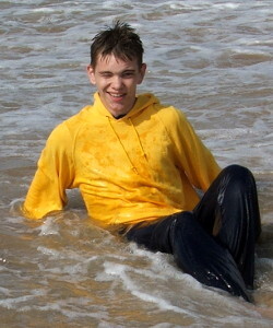 Swimming in hoodie