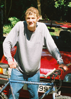 hiker wash in a poncho