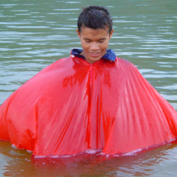 poncho hiking cape walk swim in lake